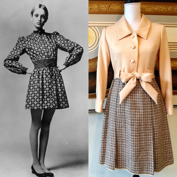 Vintage Dresses & Skirts - Vintage ‘60s 🎀Custard & Tweed🎀 Mod Dress